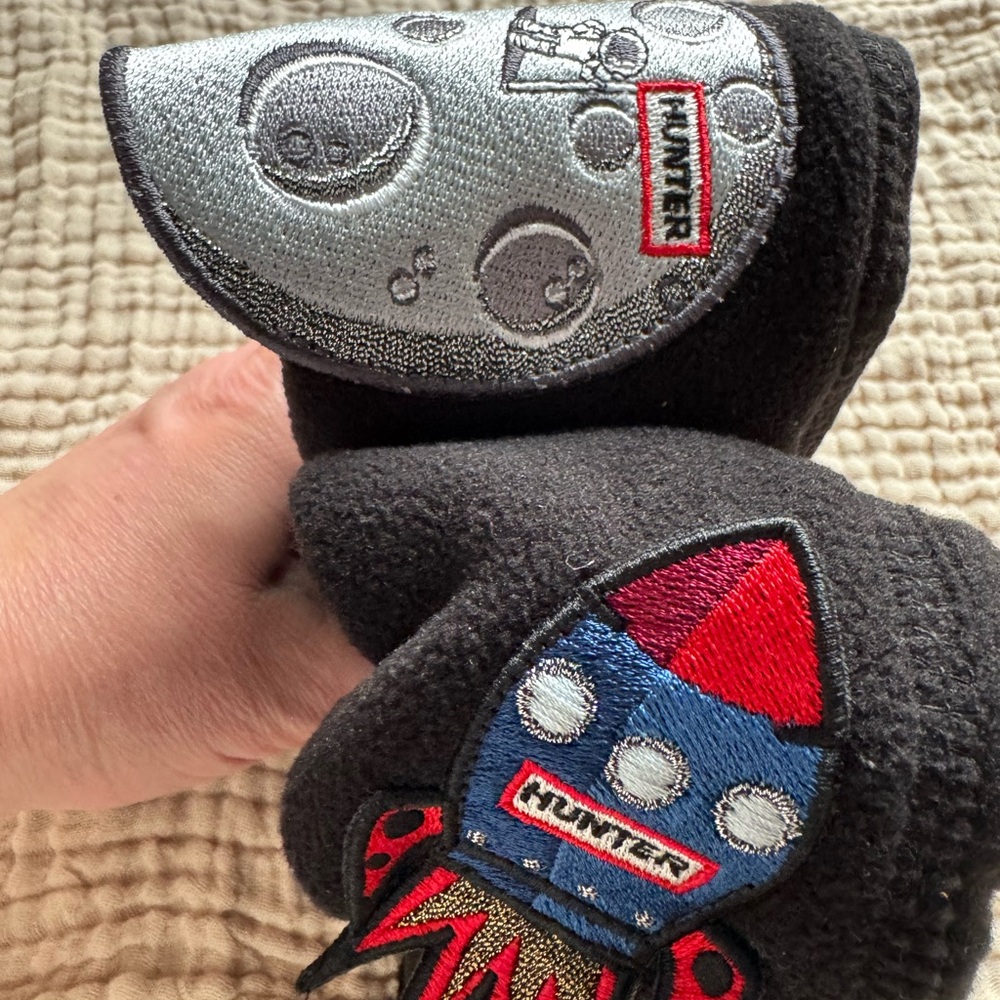 Hunter Kids Black Space themed Boot Socks size L